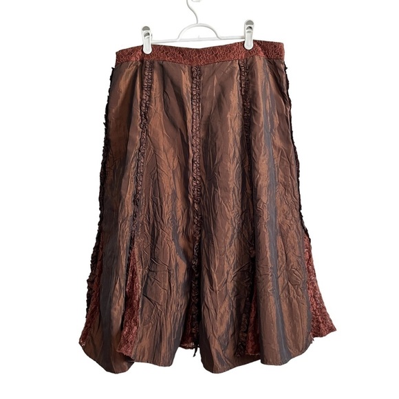JANE & John A-Line Midi Skirt Lace Ruffle Details Shimmery Copper Style … - Picture 3 of 17